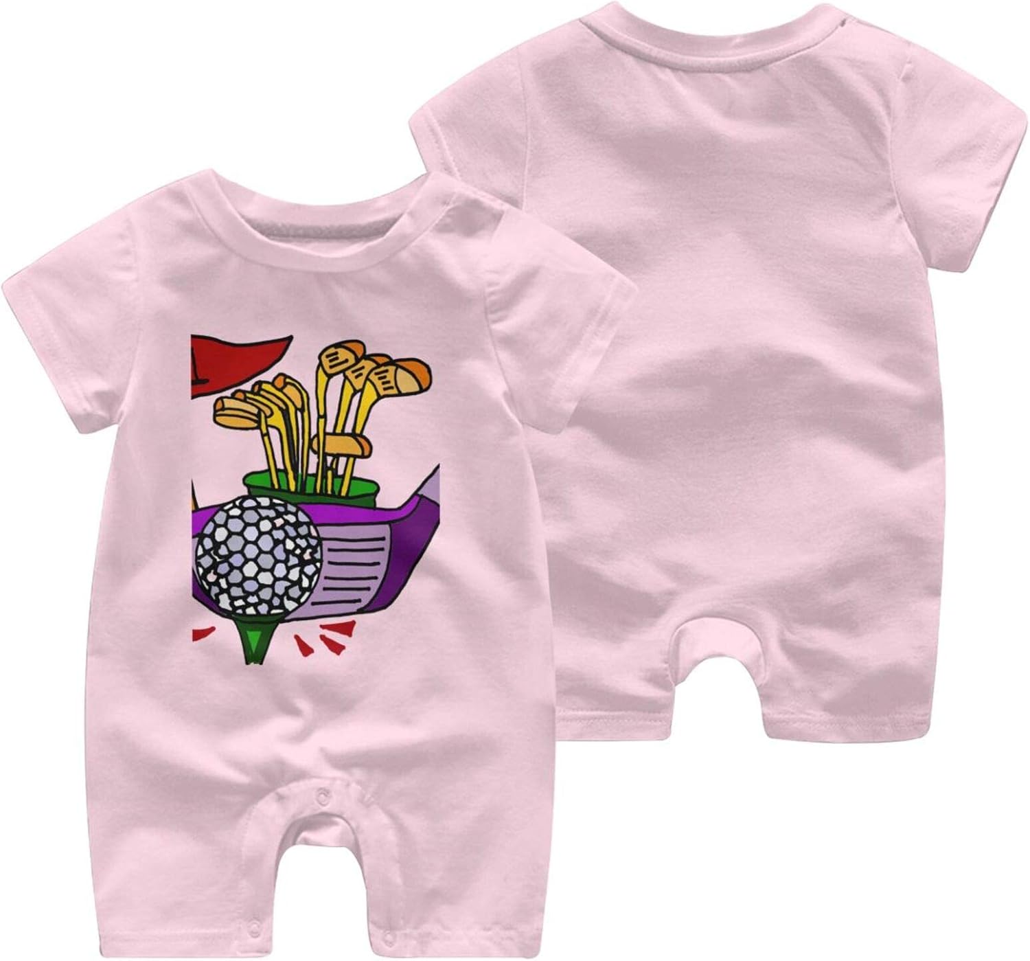 Fun Golf Ball and Clubs Golfing Art Baby Short Sleeve Jumpsuit Baby
