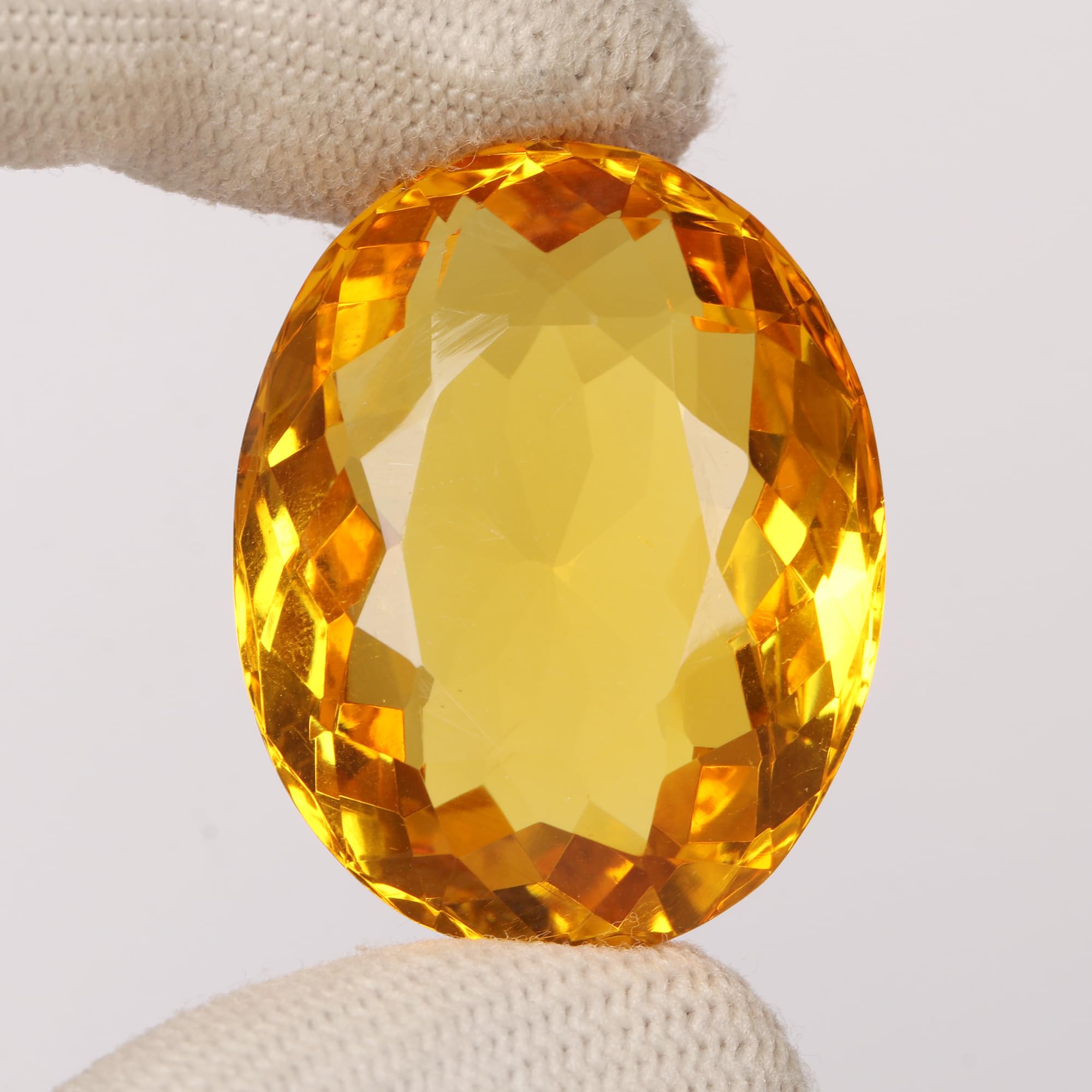 REAL-GEMS Loose Gemstones Translucent Brazilian Yellow Citrine 52.00 Carat Finest Oval Cut Yellow Citrine Loose Gemstone For Jewelry Making