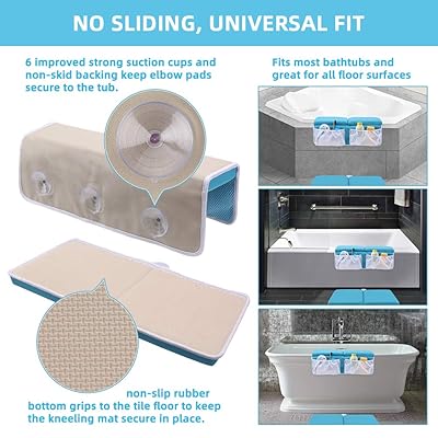 Buy Bath Kneeler And Elbow Rest Set Thick Baby Bath Kneeling Pad Bathing Kneeling Mat Cushion Washable Padded Bathtub Knee Saver With Arm Support And Pockets Organizer For Bathroom Bathtime Comfort Blue