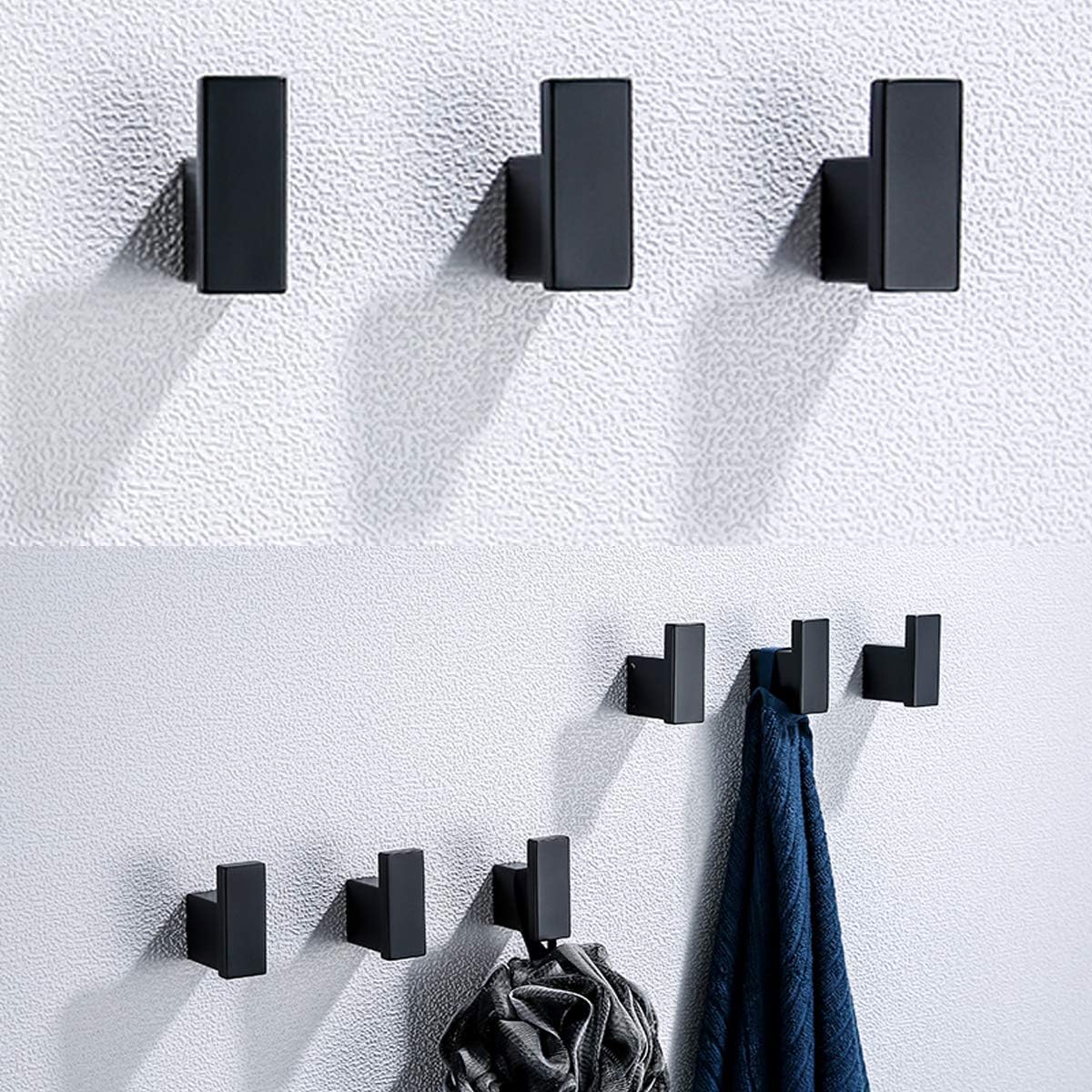 RANDOM Matte Black Towel Robe Hooks Bathroom Hardware Accessories Coat Hook 304 Stainless Steel Clothes Hook for Bath Kitchen Contemporary Hotel Style Wall Mounted 2 Pack. - - 