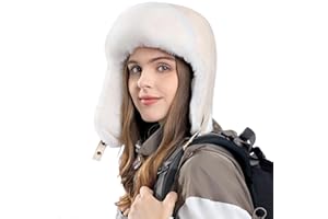 KAICAILA Trapper Hat with Faux Fur Linning Eskimo Windproof, Women Winter Warm Hats Men's Russian Ushanka Hunting Hat