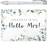 Tenare Goodbye Miss Hello Mrs Hen Party Guest Book with Pen Greenery view 1