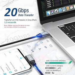 10FT USB C 3.2 Gen2x2 Cable 100W 20Gbps 90 Degree