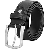 Falari Men Genuine Leather Casual Dress Belt With Single Prong Buckle, Classic Style Belt
