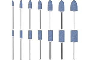 HUHAO 14Pcs Different Shapes Head Grinding Stones Sets - 3mm Shank Abrasive Mounted Stone Grinding Wheel Head Mounted Grinding Point Stone Heads for Rotary Tools Grinding, Polishing,Sharpening