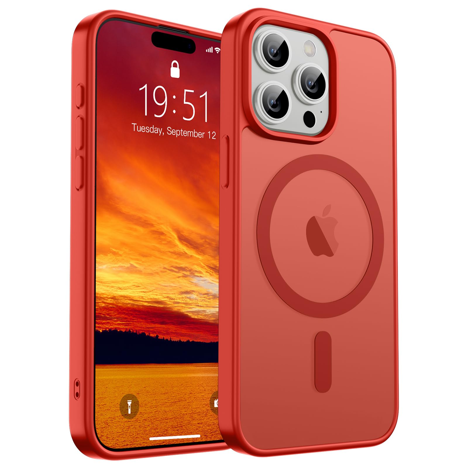 Photo 1 of SUPFINE Magnetic for iPhone 15 Pro Case (Compatible with MagSafe) (Military Grade Drop Protection) Slim Translucent Matte Shockproof with Anti-Fingerprint Phone Case,Red