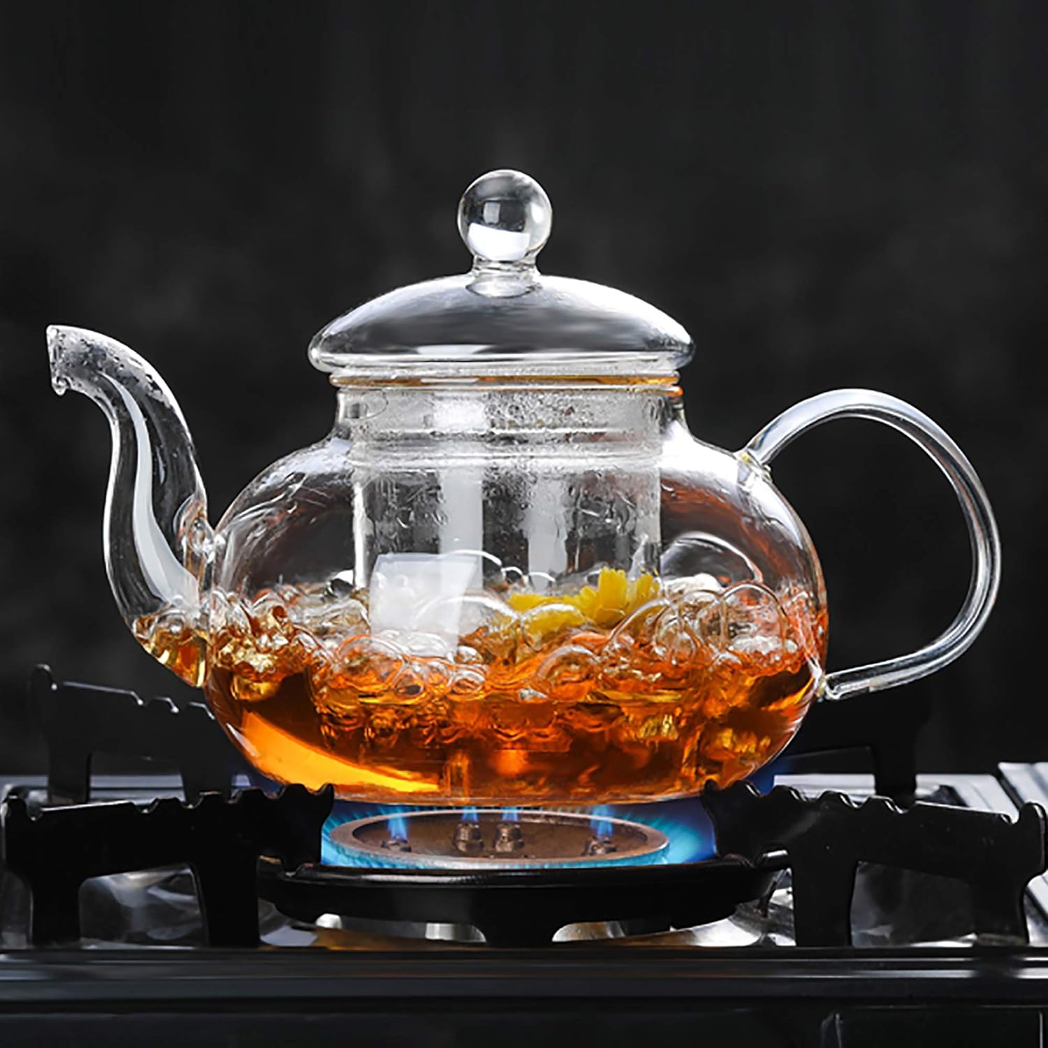 Tortoise I.T. 1000ml Clear Glass Teapot with Glass Infuser and Glass Lid for Tea Leaf Loose Tea 33.8oz