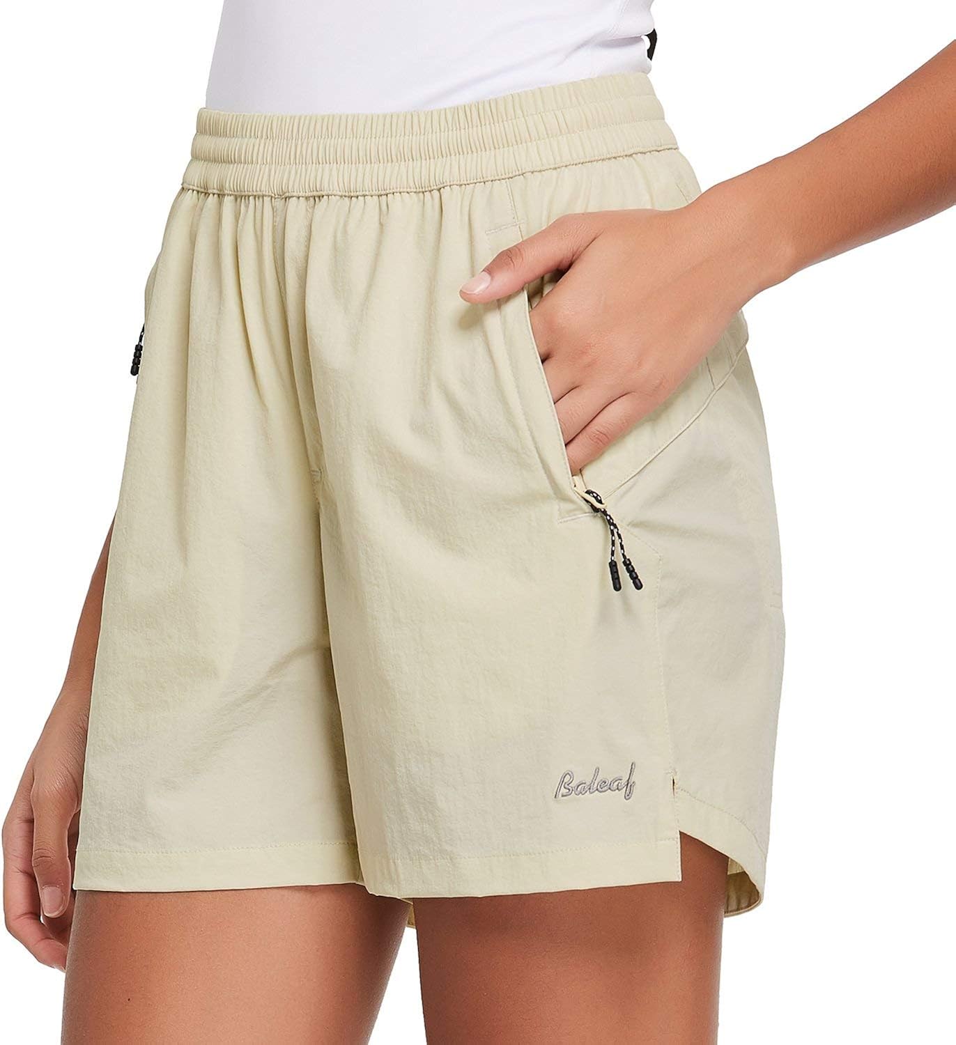 BALEAF Women's 5" Athletic Shorts Quick Dry Lightweight for Hiking, Workout, Running with Zipper Pocket UPF 50+ : Clothing