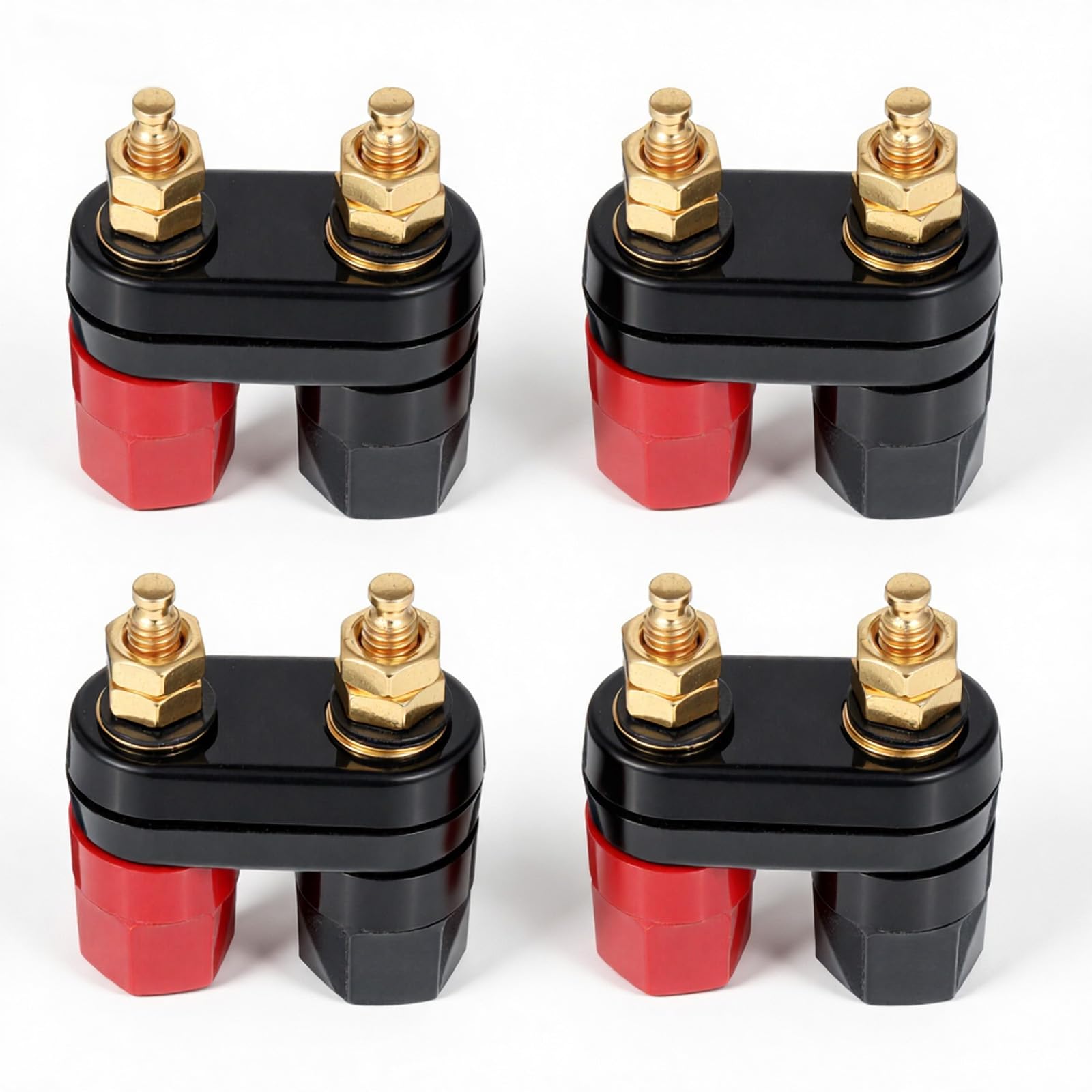 Photo 1 of 4 PCS Gold Plated Banana Plug Jack Female Socket, Dual 4mm Speaker Terminal Binding Post, Zinc Alloy Insulated Connector for Amplifier