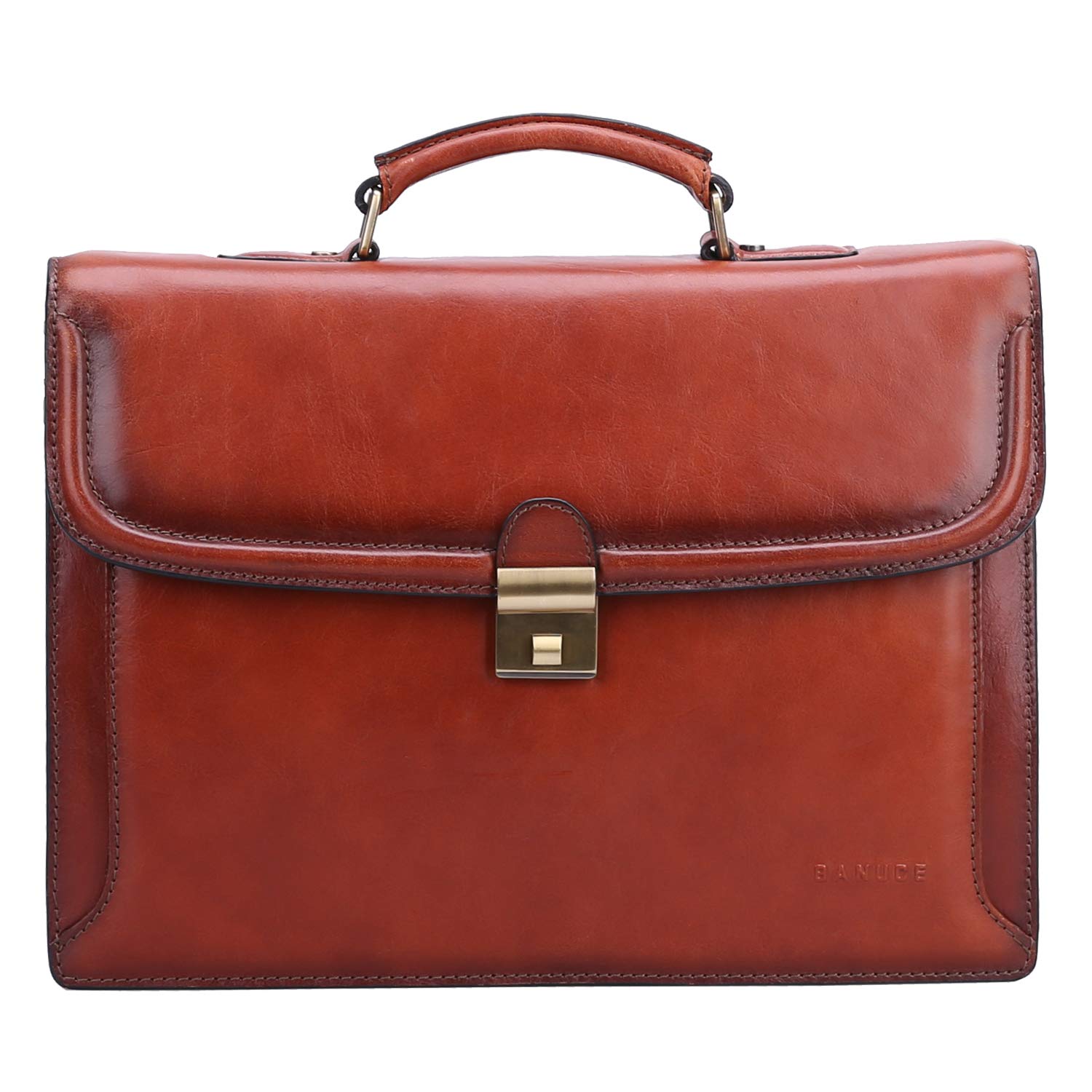 Banuce Vintage Full Grains Italian Leather Briefcase for Men Attache