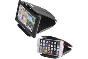 Car GPS Mount Phone Holder with Five Slots Adjustment (2 in 1), Sticky Non-Slip Matte Black Dash Holder for Garmin Nuvi 3.5-6
