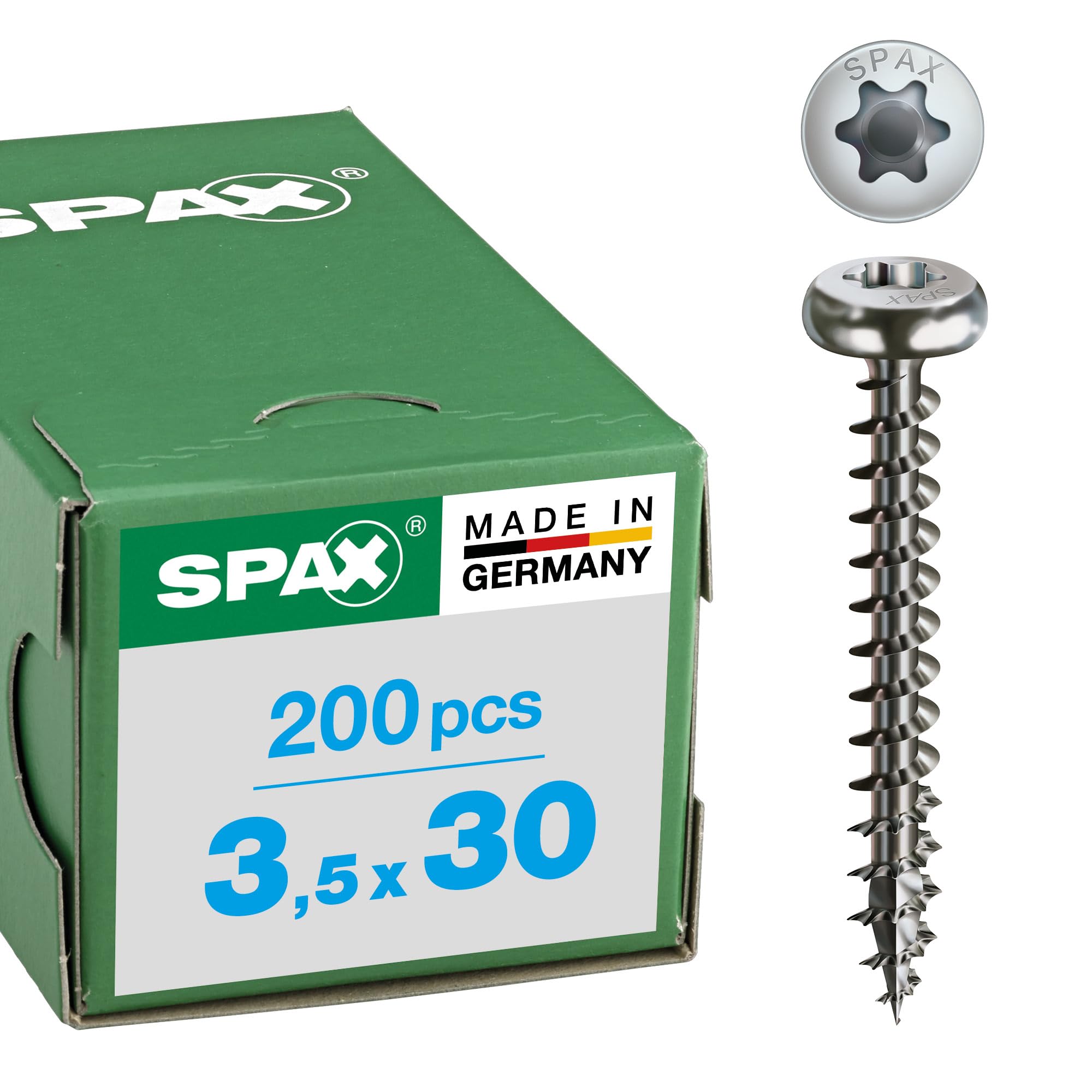 Spax T-Star Plus, 4Cut Panhead – Universal Screw, Fully Threaded, Stainless Steel A2, 1.4567 – 0207000350203, 0207000350303