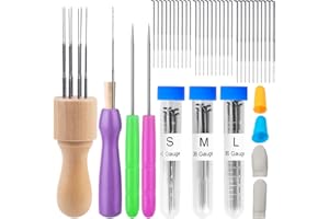 ZMAAGG 3-Sizes Felting Needles, 43-Piece Felting Tool Set with Wood Handles, Awl, DIY Instructions