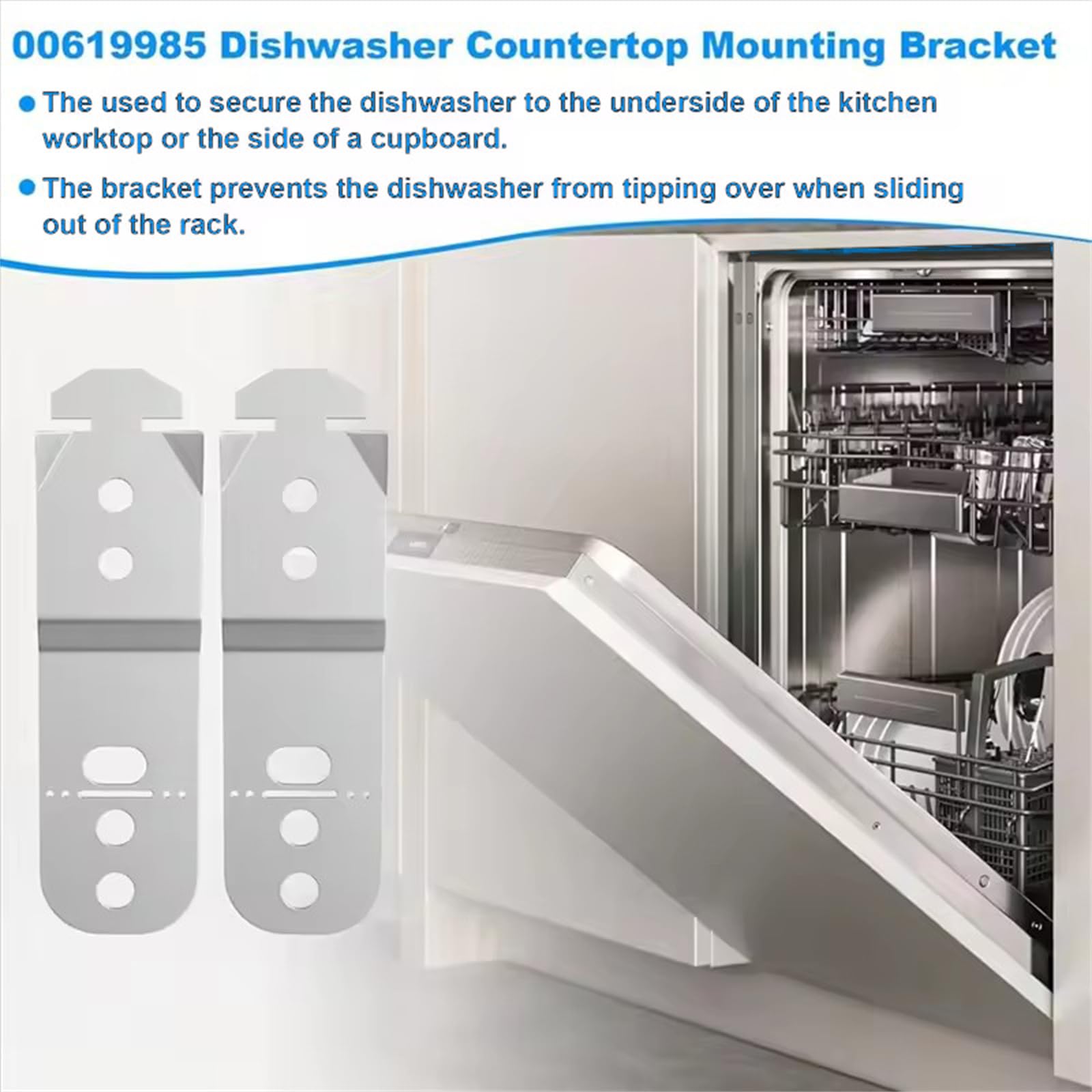 Dishwasher 2 Pack 00619985 Dishwasher Countertop Mounting Bracket Replacement for Bosch Dishwasher Parts 628371 AH3478789 EA347878 AP4538351 605007 00605007