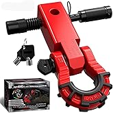 AUTMATCH Shackle Hitch Receiver 2" with 3/4" Mega D Ring Shackle and 5/8" Trailer Hitch Lock Pin, 68,000 Lbs Break Strength Heavy Duty Receiver Towing Kit for Off-Road Vehicle Recovery, Red