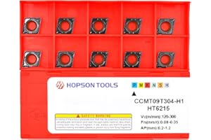 Hopson Tools Carbide Turning Inserts Ccmt32.51 / Ccmt09T304-PF for Finishing Cutting Steel, CCMT for Lathe Turning Tools, 10 PCS.