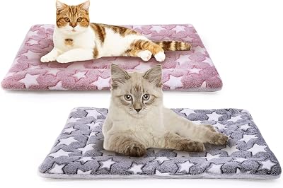 MICOOYO Dog Cat Crate Mat 2Pcs Fleece Bed Star Pattern 61x41 cm
