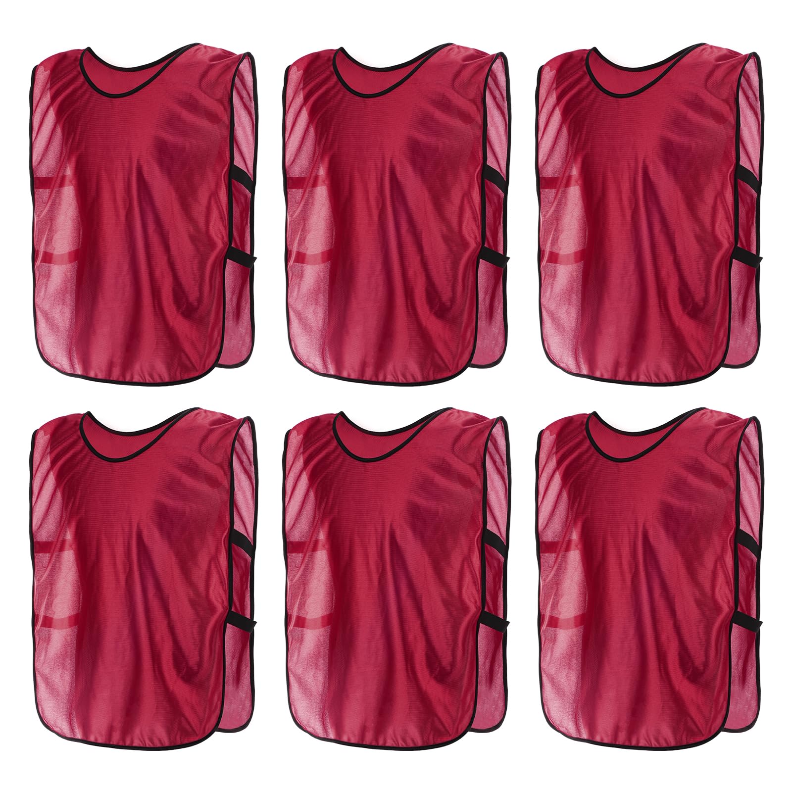 PATIKIL Scrimmage Vest, 6 Pack Soccer Pennies Soccer Jersey Training Vests Team Sports Pinnies Youth Football Practice Jerseys Fits Height 170cm to 200cm, Red