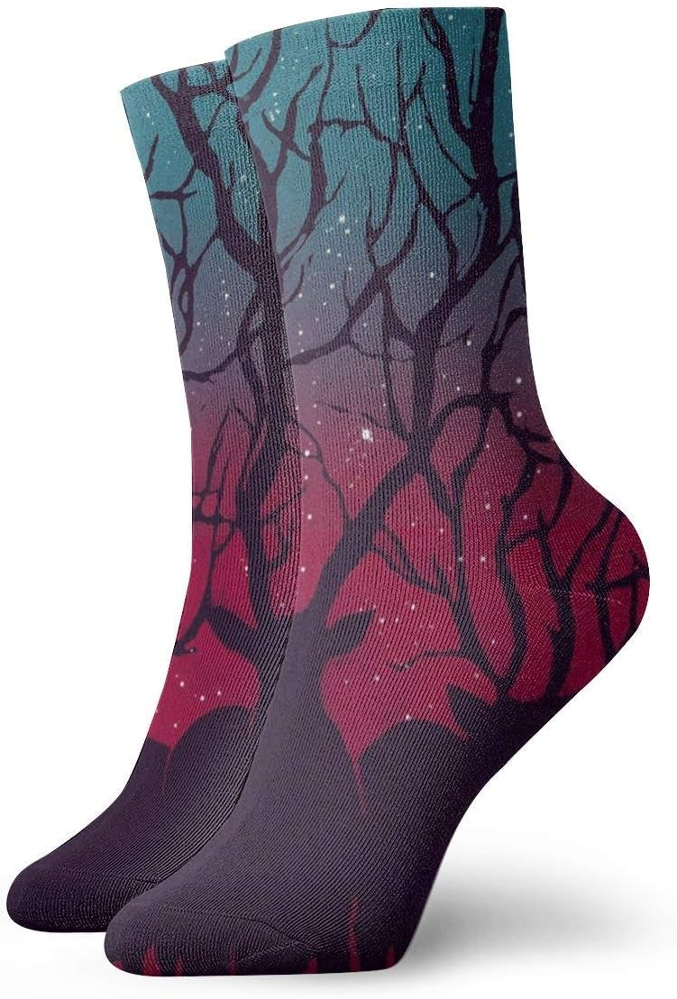 Womens Stranger Deer in Forest Woodland Forest Tree Things Art Printed Funny Novelty Casual Socks