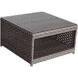 SunHaven Resin Wicker Outdoor Patio Furniture Set - Conversation Sectional Premium All Weather Gray Rattan Wicker, Aluminum Frame with Deluxe Fade Resistant Olefin Cushions (Coffee Table)
