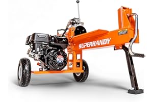 SuperHandy Log Splitter Portable 20 Ton Rapid Auto Return Ram System Bucher Gear Pump 7HP Engine Horizontal Full Beam Steel Wedge Firewood Splitting Forestry Harvesting