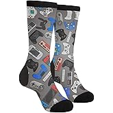 Yrassio Grey Game Controller Novelty Crew Socks Casual Crazy Funny Dress Socks For Women Men Teens Gift