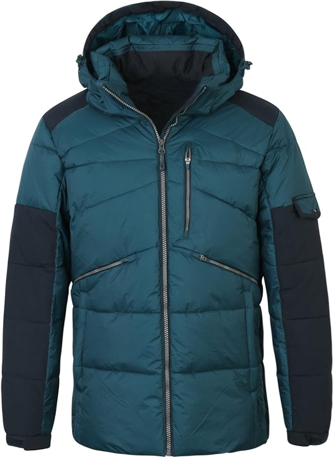 ililily Men Two Tone Casual Padded Down Alternative Warm Thick Winter