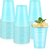 LANLISA 50 Light Blue Plastic Cups, 16 oz Disposable Cups, Drinking Cups For Birthday Party, Baby Shower, Easter
