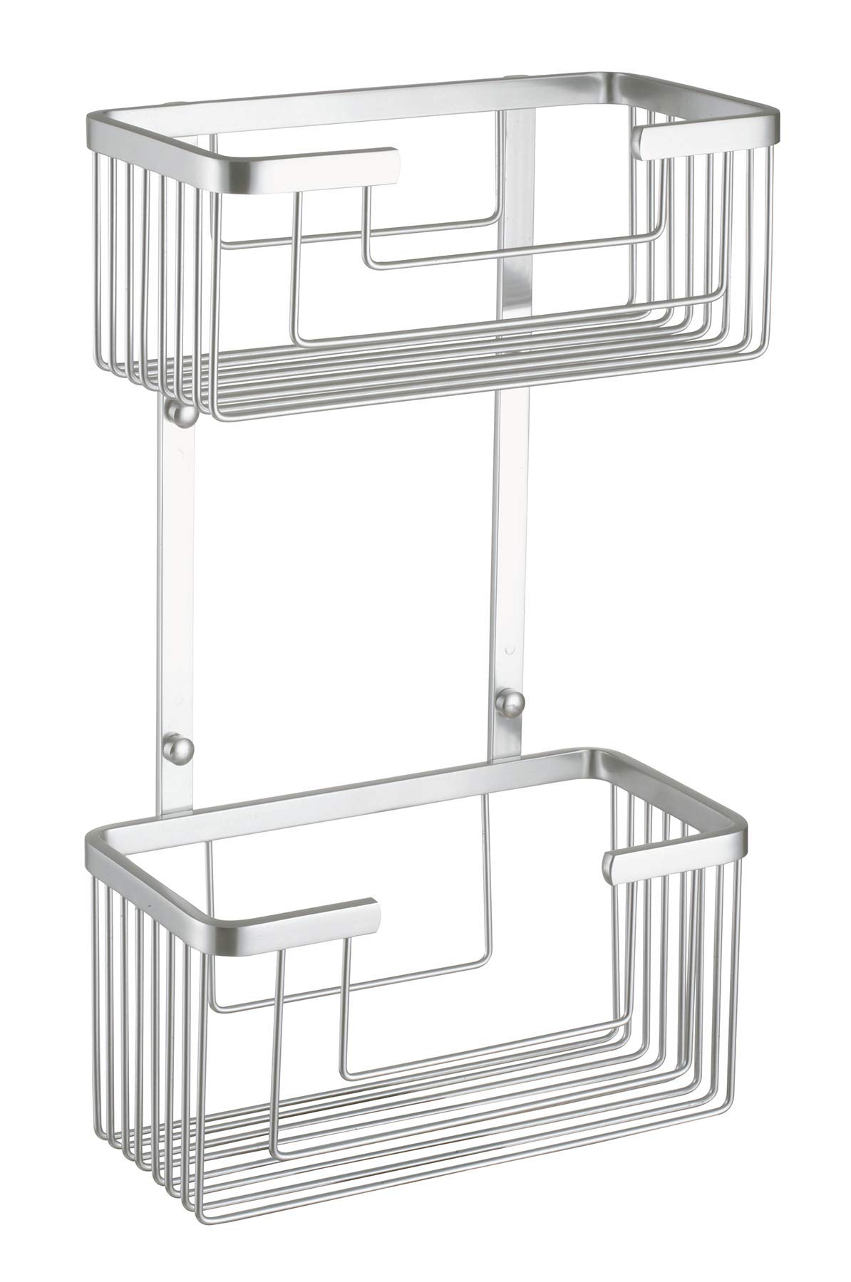 Kibath 1 x Rectangular Double GAL Bathroom Shower Hanging Basket Holder for Gel Sponges or Shampoo, Chrome