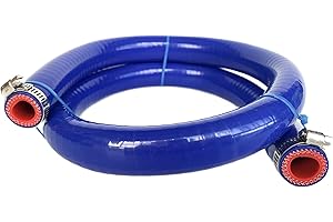 Bekelan 16MM (5/8") X 3.28FT Blue High Temp Reinforced Silicone Heater Hose Radiator Coolant Straight Line(Work Pressure 145PSI/4-ply Reinforced/5MM Thick)+2 Clamp