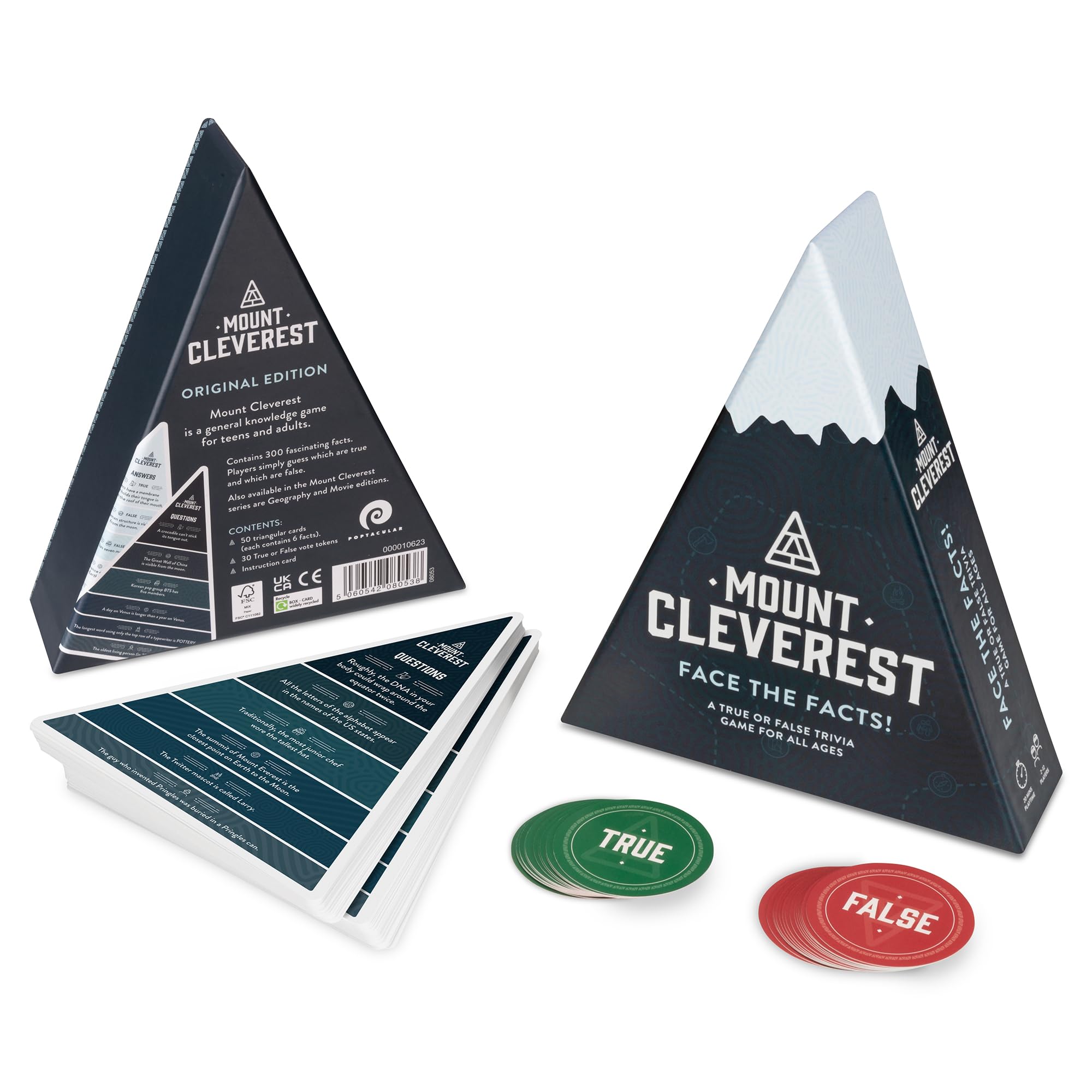 Mount Cleverest® Original Edition | True or False Trivia Game | Fun Adults & Kids Family Card Game | Party Games for Birthday | Travel Games | Gift for Boys and Girls | Stocking Stuffer