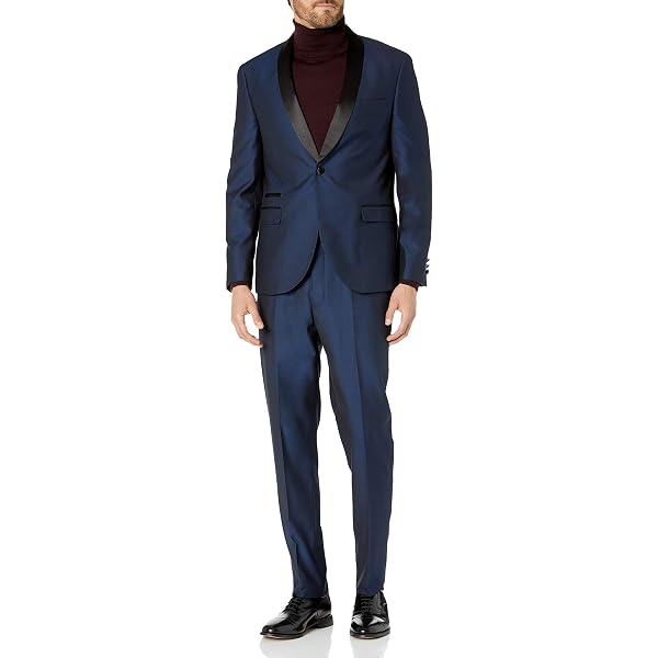 Wool Blend Suit Jacket Pants AZAR MAN Solid Black Slim Fit Men's Suit - 2 Button Notch Lapel, Flat Front Pants Suits For Men Slim FIT