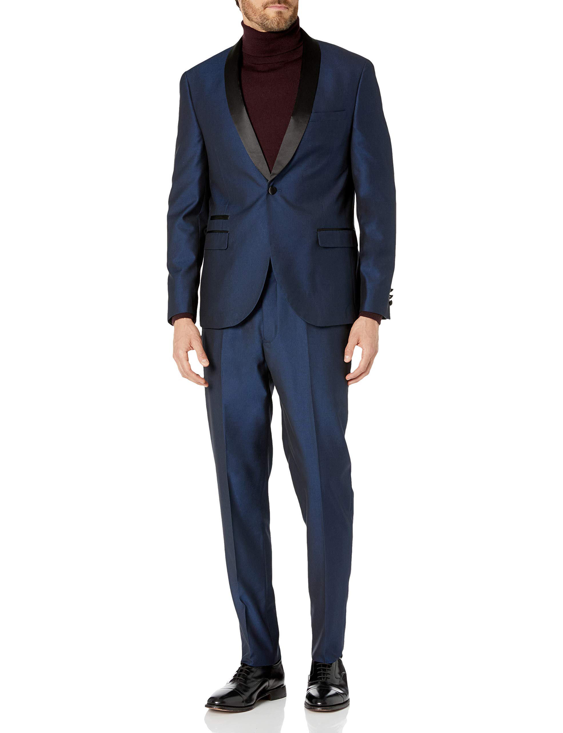 Adam BakerMen's Slim Fit One Button Satin Shawl Collar 2-Piece Tuxedo Suit - Available in Colors