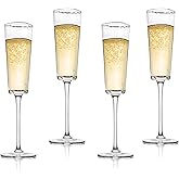 Bec's Designs Gold Rimmed Champagne Flutes – Set of 4, 6oz Handblown Triangular Hammered Glass – Elegant Stemware for Mimosas, Prosecco & Weddings