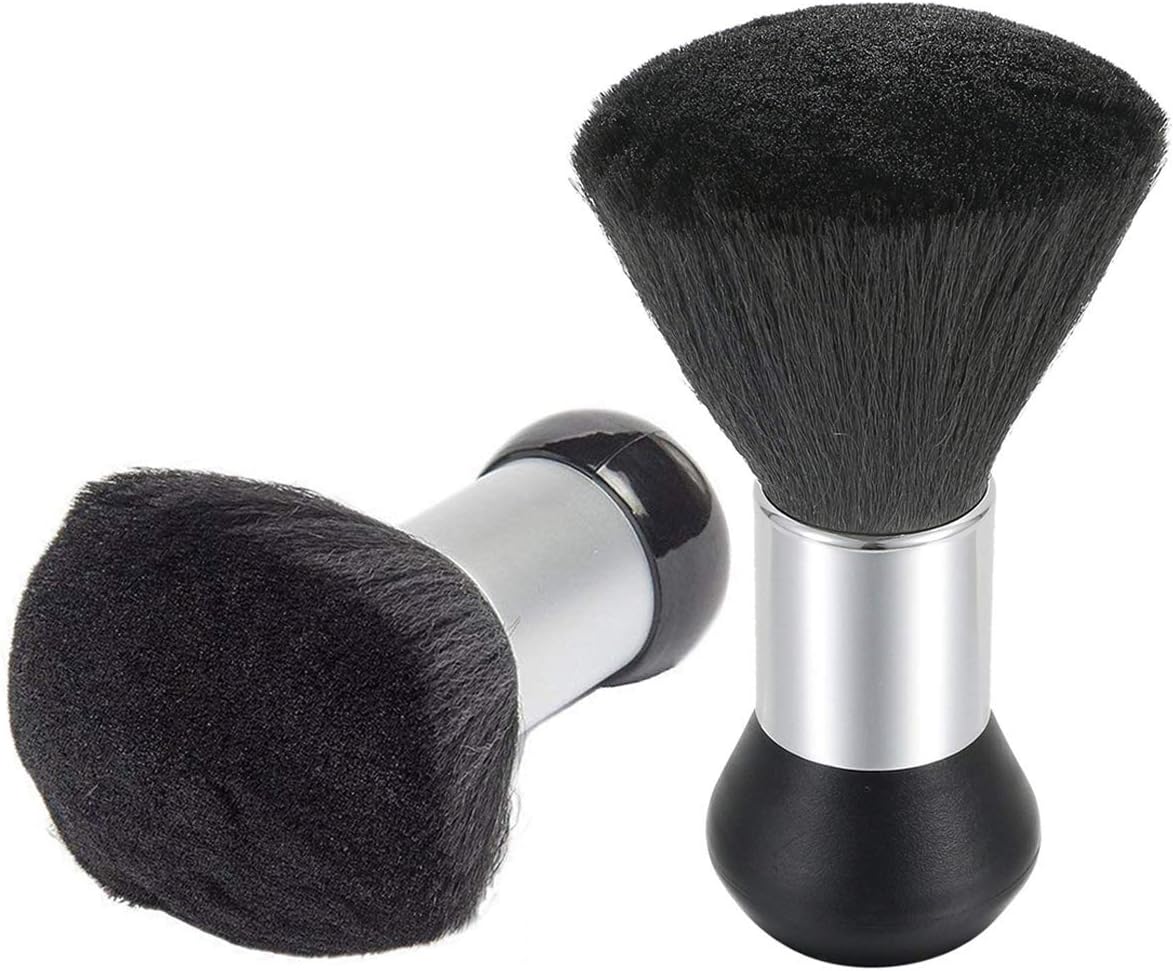 PERTTY 2 Pieces Neck Duster Brush Black Soft Brush Barber Hairdressing Hair Cutting Salon Stylist Cleaning Brush