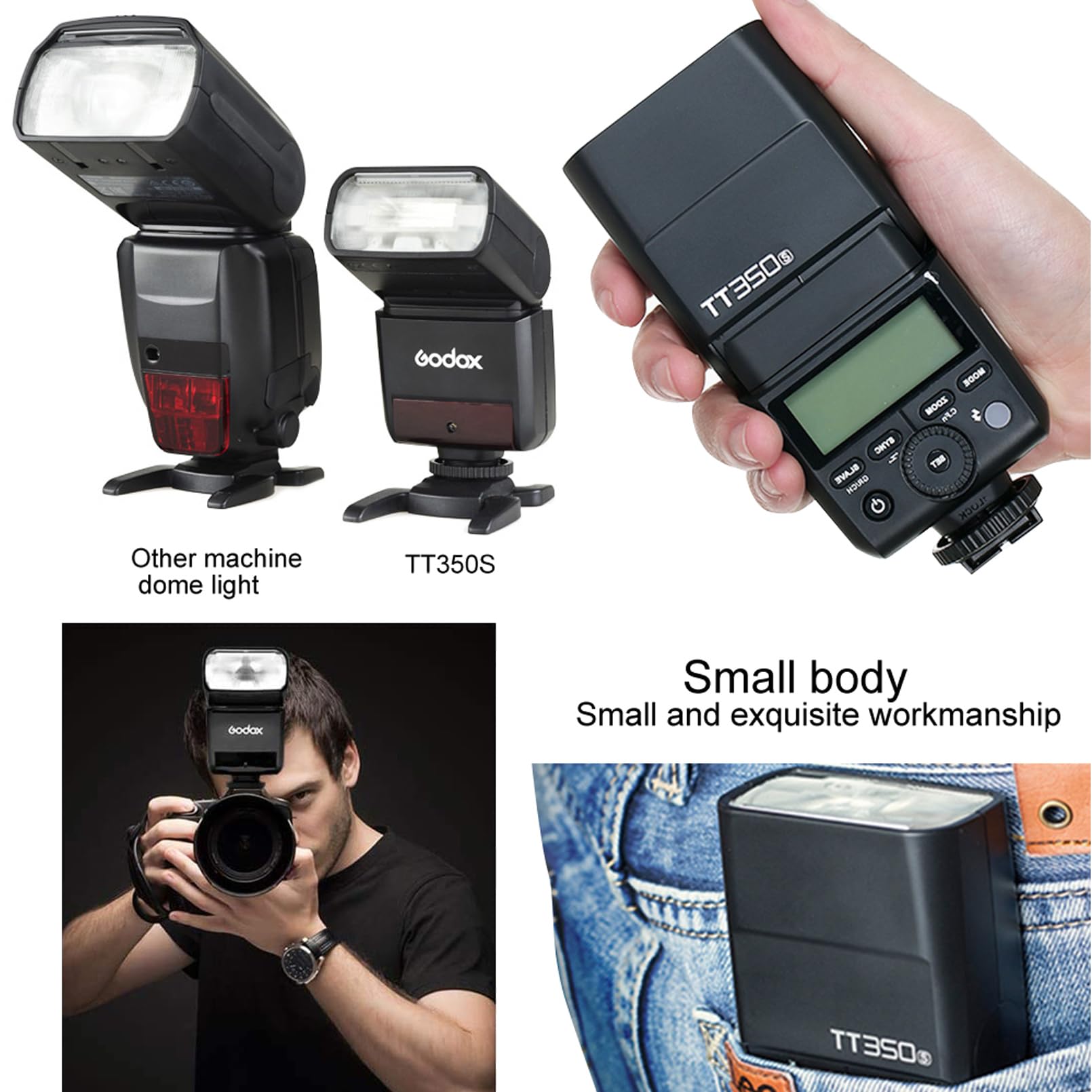 Godox TT350S Flash Speedlite for Sony Camera, 2.4G Wireless GN36 1/8000s HSS TTL Camera Flash Compatible for Sony Camera A7 A7R A7S A7-II A7-III A7R-II A7R-III A7S-II A6300 A6000 etc