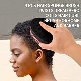 LJHOME 4pcs Hair Sponge Brush Afro Coils Wave Twist Dreadlocks Double Side view 6