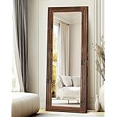 ABSWHLM Full Length Mirror 65"x24" Solid Wood Frame Floor Large Mirror for Living Room, Bedroom Hanging or Leaning Wall-Mounted, Brown