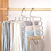 Kalimdor Pants Hangers 2 Pack Space Saving Metal Closet Organizer,Clothes Pants Hangers,Anti-Slip Design,Closet Organizers and Storage for Pants Jeans Skirts Scarf Legging