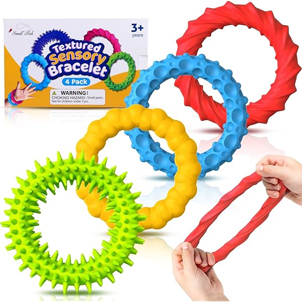 Bracelets Sensoriels Anti-stress - Lot De 6 En Silicone Texturé - Pour Enfants Autisme, TDAH, Anxiété - Jouet Portable