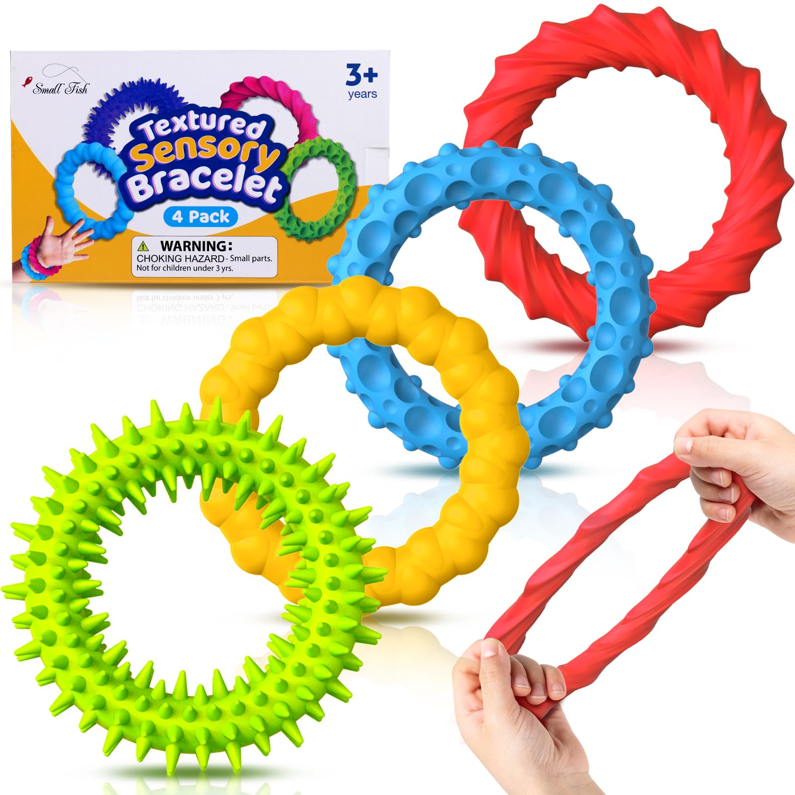 Sensory Fidget Toys for Kids & Adults: 4 Pack Stretchy Fidget Bracelet with Texture & Calming, Sensory Toys for Special Needs & Autistic Children