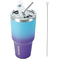 BJPKPK 30oz Color Block Tumbler With Lid And Straw,Stainless Steel Double Wall Vacuum Insulated Tumblers,Ocean Dream