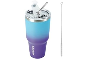 BJPKPK 30oz Color Block Tumbler With Lid And Straw,Stainless Steel Double Wall Vacuum Insulated Tumblers,Ocean Dream