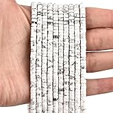 THEDAYEE 300pcs Natural Stone Heishi Beads 2x4mm White Howlite Small Disc Gemstone Loose Spacer Beads for Jewelry Making 2 Strands 32 Inch