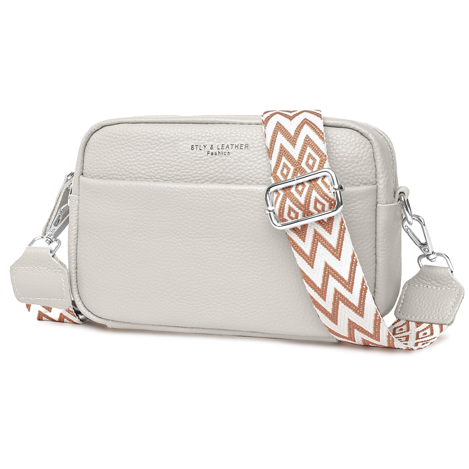 Women's Crossbody Bag, Genuine Leather Shoulder Bag, Women's Small Fashion Crossbody Bag, Wide Strap, Women's Shoulder Bags, Mobile Phone Bag for Hanging Work, Shopping, Dating, Travel