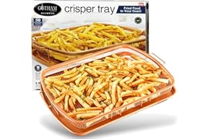 Gotham Steel Air Fryer Tray, 2 Piece Nonstick Copper Crisper Air Fry Basket For Convection Oven, Also Great For Baking & Crispy Foods, Dishwasher Safe – Large, 12.5” x 9”