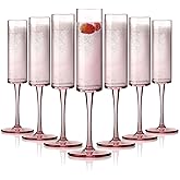 Lueumxc 16 Pack Plastic Champagne Flutes, 5.5 Oz Unbreakable Goblet Glasses Reusable Champagne Toasting Cups - Modern & Elegant for Wedding Party Anniversary Christmas Birthday (5.5oz-Pink-16pack)