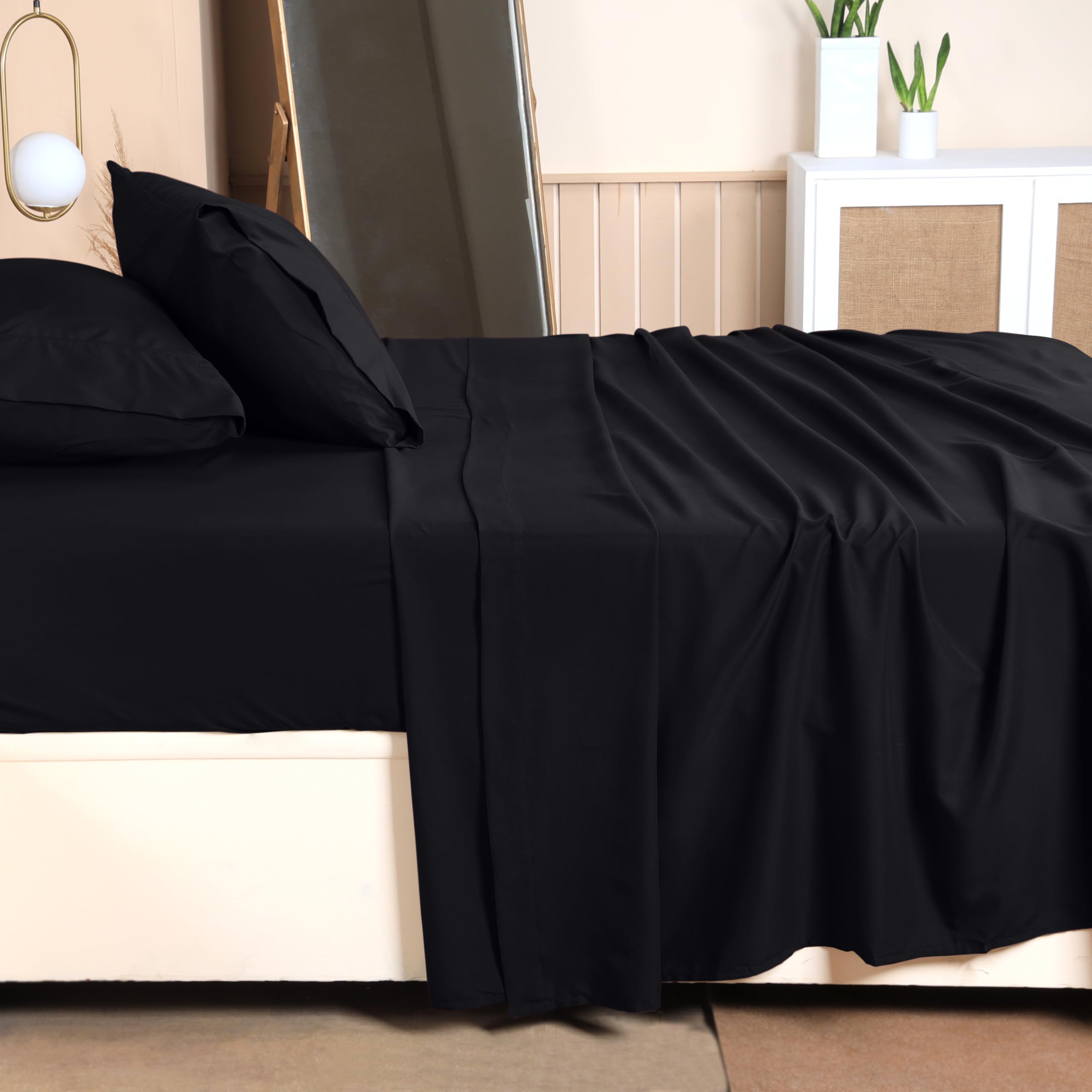 Utopia Bedding Twin Bed Sheets Set - Pack of 10 Sheet Sets - Perfect for Spa, Hotel, & Guest Bedroom - Brushed Microfiber - Shrinkage and Fade Resistant - Easy Care (Black)