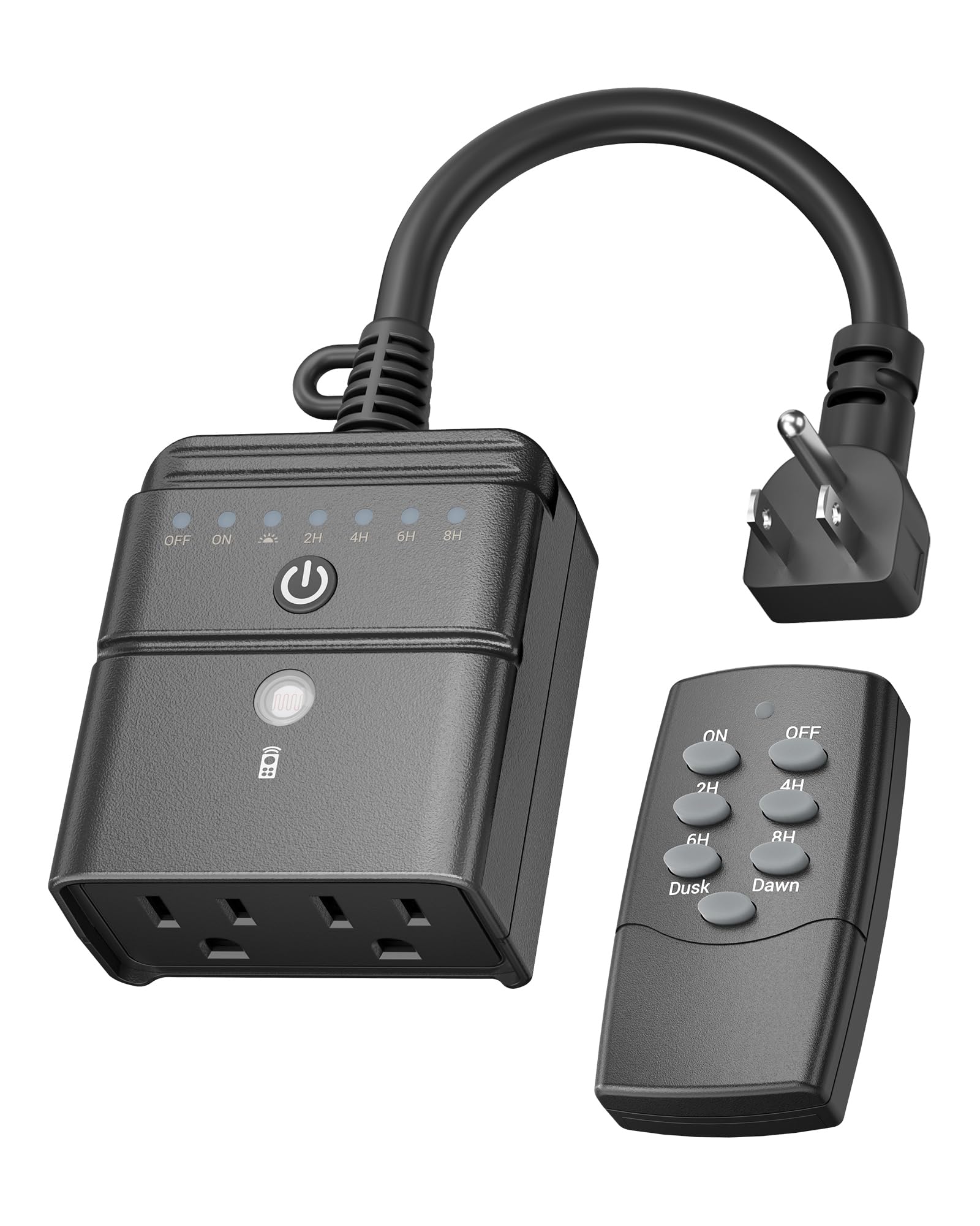 Photo 1 of ***MISSING REMOTE*** BN-LINK Outdoor Light Timer, Waterproof Plug-in Dusk-to-Dawn Controller with 2 Grounded Outlets for Christmas & Halloween String Lights, 15A 1/2HP, ETL Listed, 100 ft RF Range, Remote Included