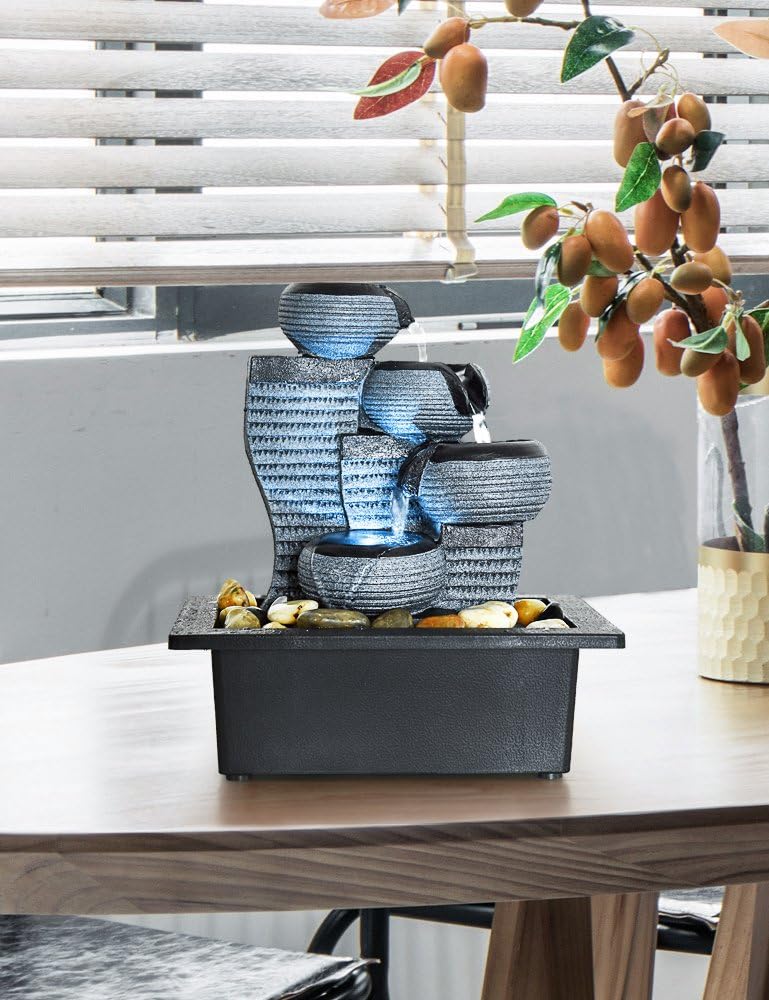 BBabe Desktop Waterfall Fountain Decor LED Illuminated Indoor Portable Waterfall Tabletop Fountains 10 1/5" High: Home & Kitchen